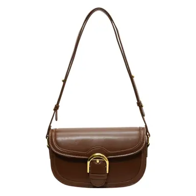 Brown Leather Crossbody Bag with Gold Clasp