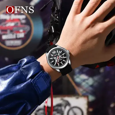 Ofns Men's White Silicone Watch with Digital Display