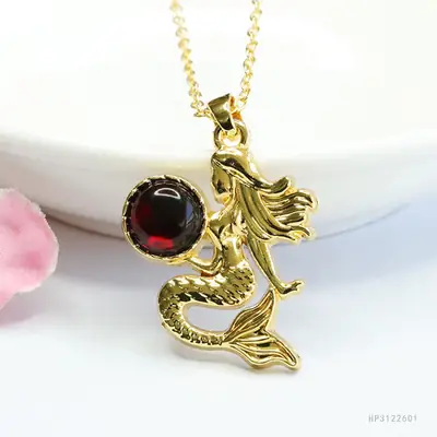 Guan Yu Mermaid Necklace with Natural Amber Pendant
