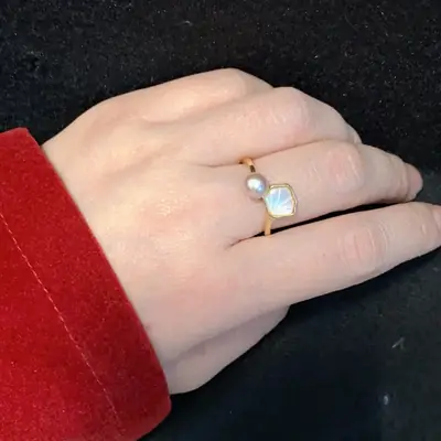 Adjustable Pearl Open Ring for Women
