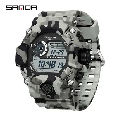 Sanda Camouflage Waterproof Electronic Watch for Teens