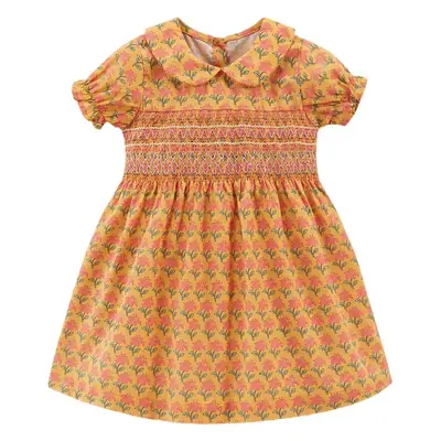 Little maven2024 European and American style doll Collar Cotton children princess dress summer short sleeve girls dress