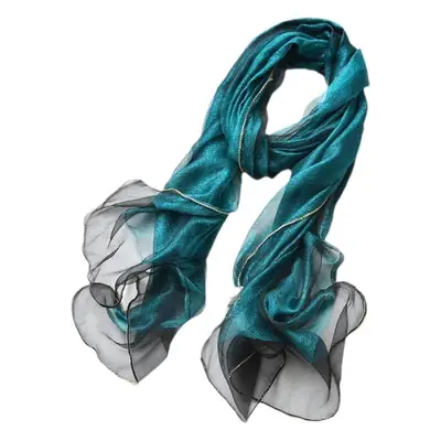 Long Silk Scarf for Women Diamond Edge Organza