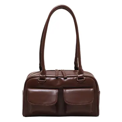 Women's Brown Leather Shoulder Bag 2023 Winter Niche Design