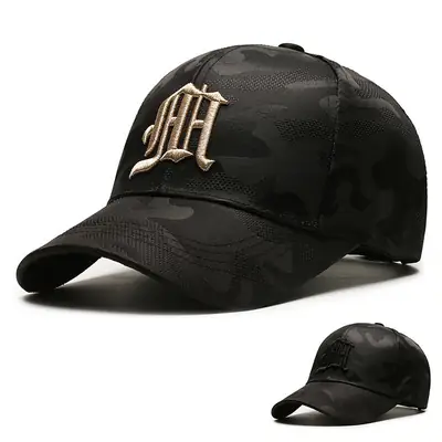 Women's Black Korean-style Baseball Cap with Embroidered Face Design