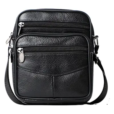 Black Genuine Leather Crossbody Bag for Men