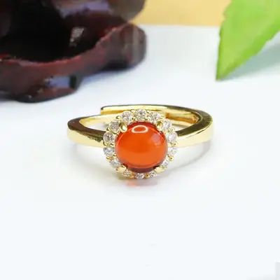 Amyrte Red Gemstone Ring for Women Gold Plated