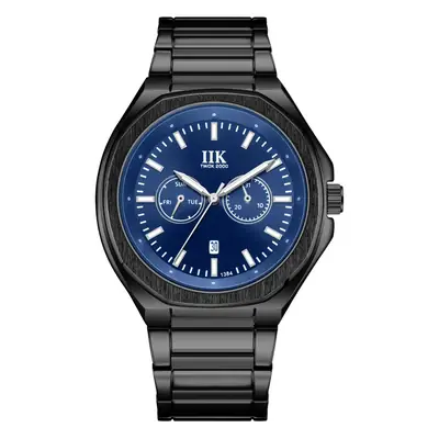 MK Men's Black Chronograph Watch with Blue Dial