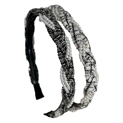 Narrow Pearl Twist Hair Band for Women 14cm
