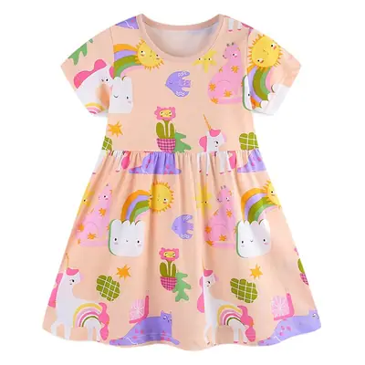Girls Cartoon Princess Dress 2025 Summer Pink