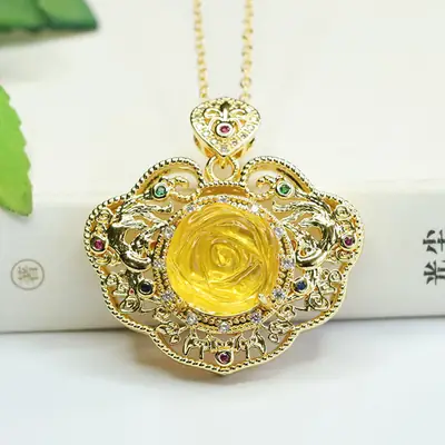 Aiyu Gold Rose Pendant Necklace for Women