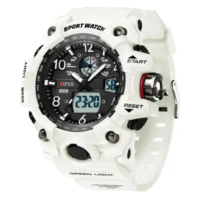 Ofns Sports Men's White Dual Display Watch