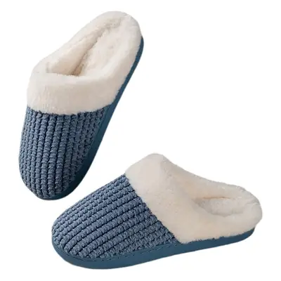 Women's Plush Knit Slippers Blue Winter Warm Non-Slip