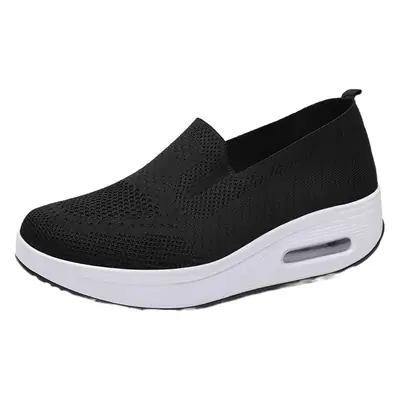 Women's Shoes Slip-on Lazy Casual Thick-soled Air Cushion Sports Rocking Shoes Cross-border Flying Weaving Women's sneaker
