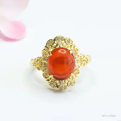 Guan Yu Natural Amber Ring Blood Amber Ring Court Style Jewelry