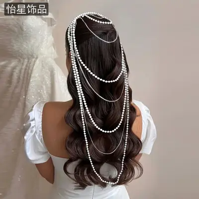 Women's Pearl Headdress with Red Tassels & Rhinestones