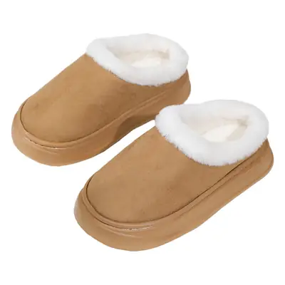 Tasman bag mouth winter bag heel indoor thick bottom home fleece-lined cotton slippers women's outer wear autumn and winter Maillard
