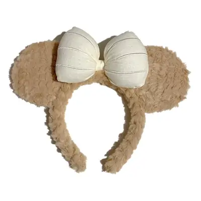 Plush Bear Ear Headband for Women Winter Warm Hairpin