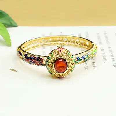 Amyrred Dragon Phoenix Amber Bracelet Gold