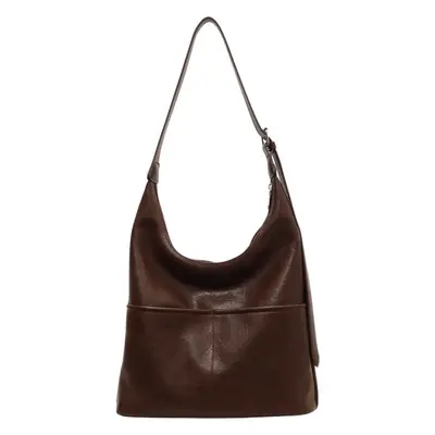 Large Capacity Soft Leather Shoulder Bag Brown 2023