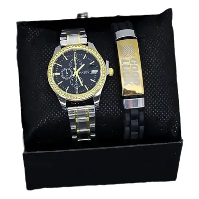 Gold Plated Women's Quartz Watch with Bracelet Set