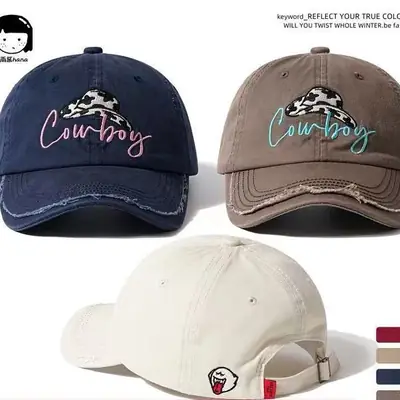 Women Cowboy Embroidered Cap Blue