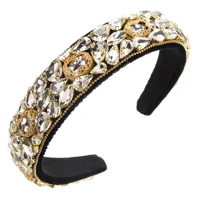 Black Glass Drill Hair Hoop Women Heavy Work Baroque
