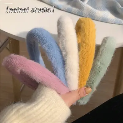 Candy Color Furry Headband for Women Winter Use