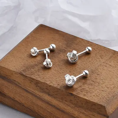 S925 Silver Korean Earrings Double Screw On