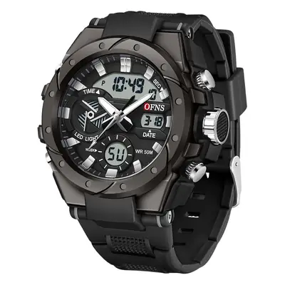 Military Style Dual Display Watch for Men Black