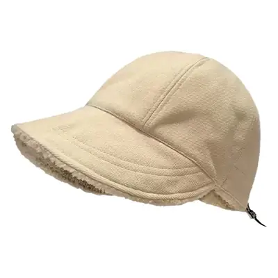 Women Winter Wool Fisherman Hat Beige Large Cap