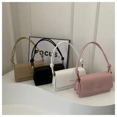 Women's Beige Shoulder Messenger Bag with Gold Handles