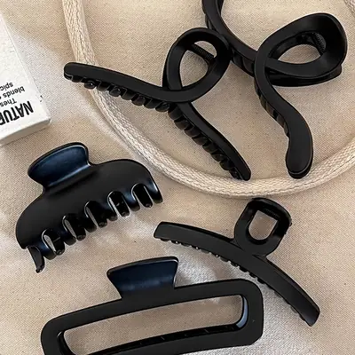 Autumn Winter Frosted Black Hair Clips for Women