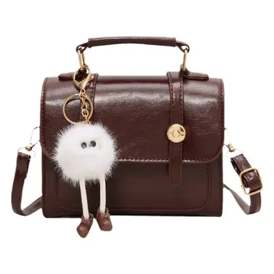 2026 Small Square Brown PU Leather Shoulder Bag with Magnetic Buckle
