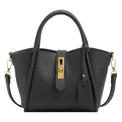Women's Brown Leather Shoulder Crossbody Bag with Tote Compartment