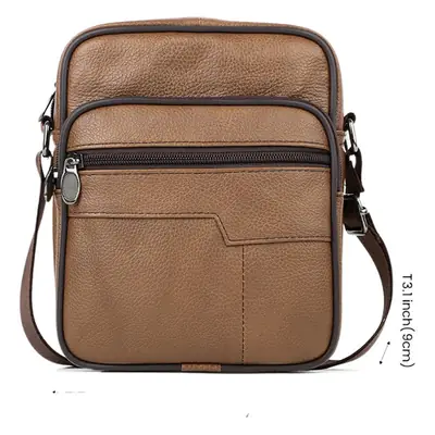 Men's Genuine Leather Mini Shoulder Bag Brown 350g