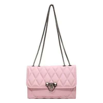 Pink Quilted Chain Messenger Bag for Women