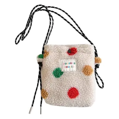 Plush Rainbow Polka Dot Shoulder Messenger Bag