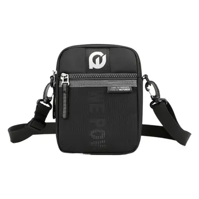 Men's Black Crossbody Shoulder Bag with Zip