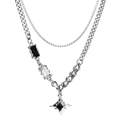 Star Double-Layer Necklace Men's Trendy Sweater Chain Accessible Luxury Niche Design