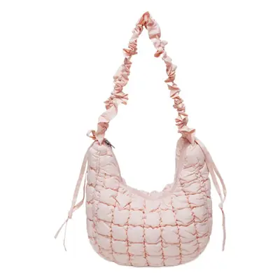 2025 Korean Style Pink Ruffled Shoulder Bag