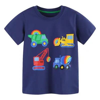 2024 Boys T-Shirt Blue Car Print Summer Wear