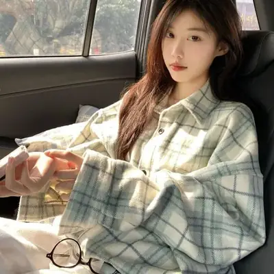 Plaid Long Sleeve Men's Coat Winter Casual Korean Style