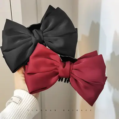 Elegant Red Large Bow Hairpin for Girls