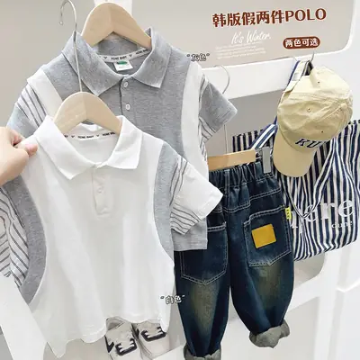 Boys Half Sleeve Polo T-Shirt Grey Medium to XL