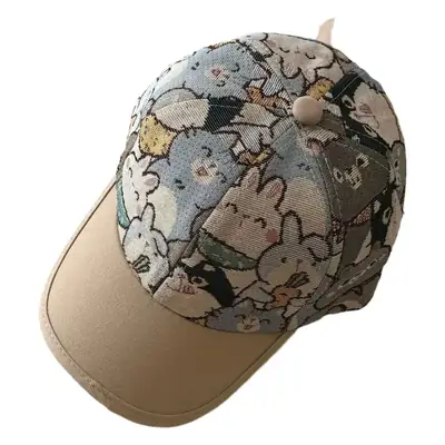 Qiunan Kids Cartoon Cap Blue Cat Print