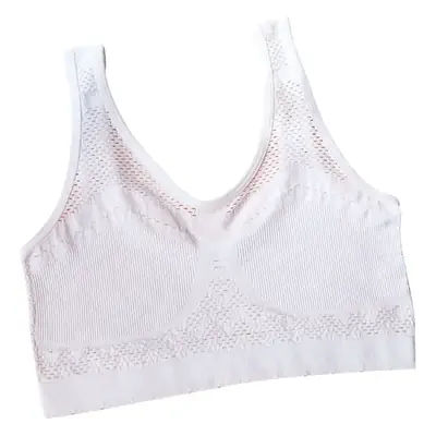 White Hollow Knit Vest Bra for Plus Size