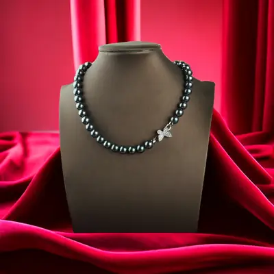 Tahitian Pearl Necklace 8-12mm Round Gold