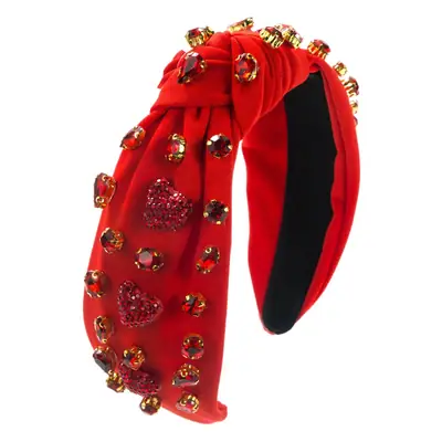 Red Baroque Heart Headband for Women with Diamonds