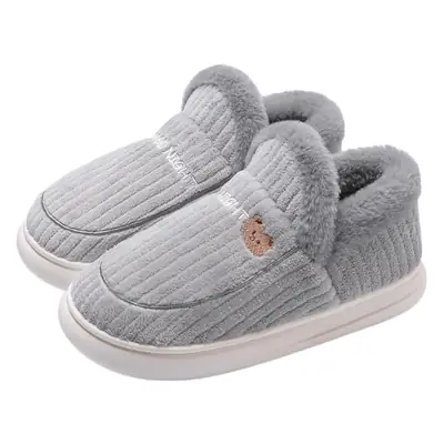 Lidani Bag-heel Cotton Slippers Women's Autumn and Winter fleece-lined Home Shoes Couple's Household Non-slip Cotton Shoes Men's Winter